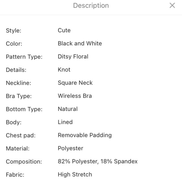 Black ditsy floral moon square knot top bikini swimsuit Sz L - Picture 8 of 8